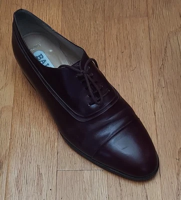 BALLY "CAGNEY" MEN'S BURGUNDY/RED LEATHER OXFORDS SIZE 11 1/2 3E MADE IN ITALY - Image 1 of 4