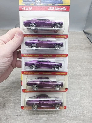 批量 5 件 风火轮 经典系列 1 #8 1970 雪佛兰 Chevelle SS SF 全部 紫色  — 第 1/4 张图片