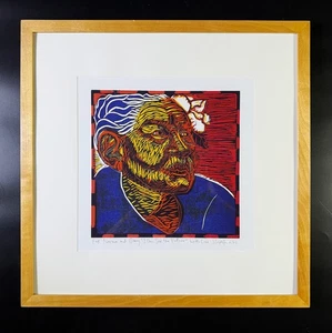 Rare Linocut Print "Portrait of Old Woman" by MARY JOSEPHSON (OR) 2000 - Picture 1 of 5