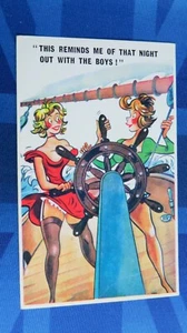 Postal de cómic de riesgo de 1970 medias de nylon boobs tema de vela - Imagen 1 de 2