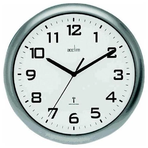 Acctim Cadiz Wall Clock Radio Controlled 255Mm Silver 74137 Cover