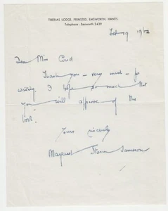 Margaret Storm Jameson (1891-1986) Schriftstellerin, 1962 Autogrammbrief signiert - Bild 1 von 1