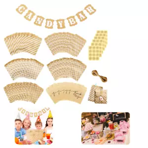 Candy Bar Dekoration Zubehör Set Candy Bar Deko Banner Mit 60X Kraftpapier Tüte - Bild 1 von 1