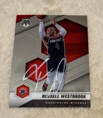 Panini Mosaic Russell Westbrook 2020-2021 firmado automático #39 Washington Wizards certificado de autenticidad Foto 1 de 4