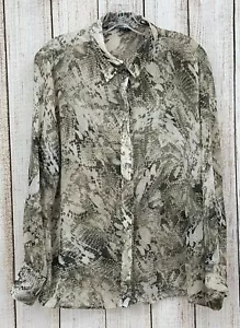 Zara Snake Print Blouse Size Large Long Sleeve Button Down Top Multicolor - Picture 1 of 7