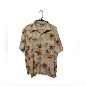 Tommy Bahama Herren 100% Seide Beige Blumen Ananas Hawaii Camp Hemd Größe L - Bild 1 von 9