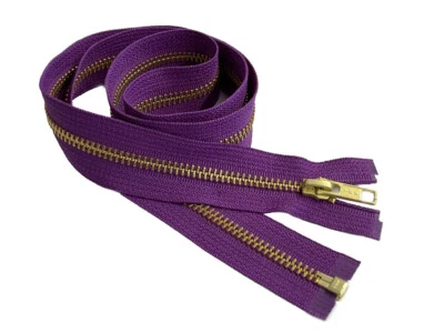 Cremallera metálica de 18 pulgadas YKK #5 latón dorado peso medio separación hecha en EE. UU. Foto 1 de 4