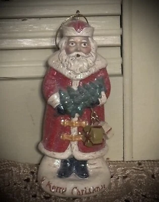Old World Father Christmas At Home America Santa Claus Mica Sparkle Ornament - Image 1 of 4