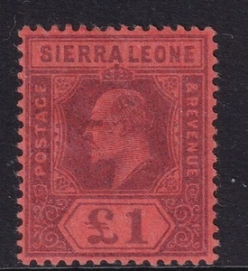 SIERRA LEONE SG85 1903 £1 PURPLE ON RED - LIGHTLY MTD MINT - Picture 1 of 2