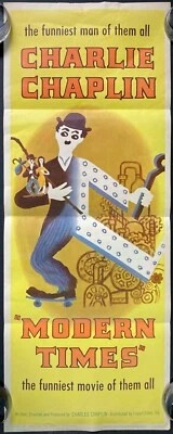 Modern Times ORIGINAL US Insert Movie Cinema Filmplakat Charlie Chaplin 1959RR - Bild 1 von 4