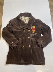 Vtg Disney Winnie the Pooh Knotty Pine Trail Corduroy Jacket Button Up Size S - Picture 1 of 13