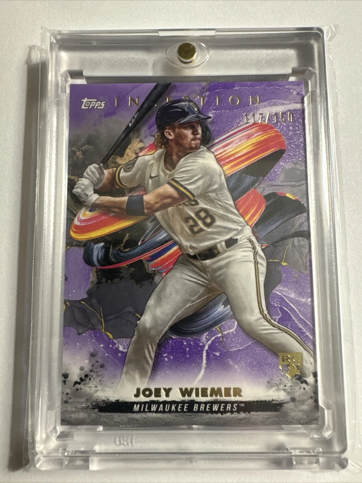 2023 Topps Inception-Purple-#112 Joey Wiemer-OF-RC-Milwaukee Brewers 117/150