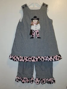 Vintage The Bailey Boys Girls Size 4 - 2 Piece Cowgirl Outfit - Cow Print - Picture 1 of 15