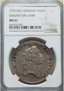 Cape Coral Collection! 1775 EDC Germany Saxony Taler NGC MS61 UNC Thaler DAV2690 - Picture 1 of 3