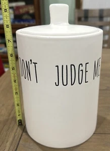 Don't Judge Me Kitchen Cookie Jar Canister White Elephant Funny Gift 8" x 5.75" - Picture 1 of 16