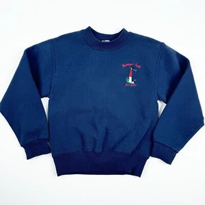Vintage Jerzees Crewneck Sweatshirt Youth Small 6-8 Navy Blue Barnegat Light NJ - Picture 1 of 10