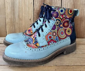 Embassy London Hatter Ankle Boots Oxfords Blue Punk Retro US 7.5 EU 38 Colorful - Picture 1 of 8