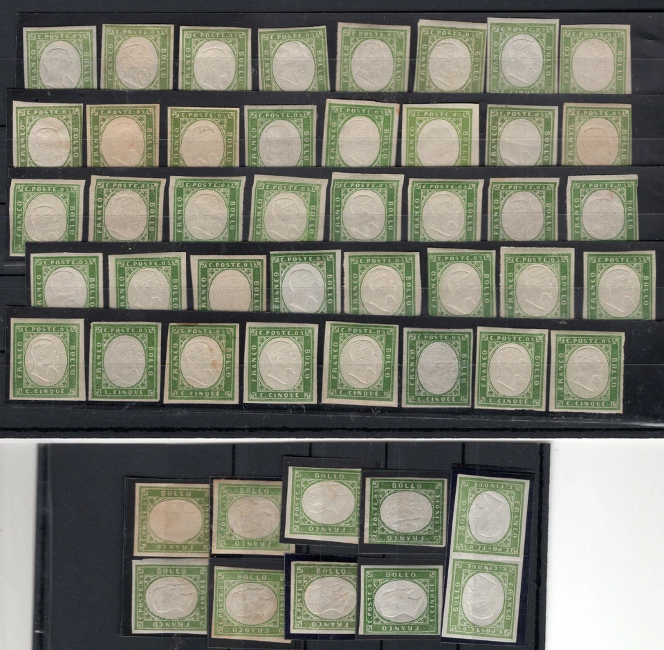 ITALY LOT, SASSONE # 13D, TYPE a & b, 50 STAMPS, MNH - M NO GUM - Image 1 of 1