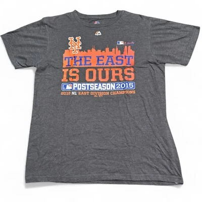 Majestic New York Mets T Shirt Adult Size Medium Gray Champions MLB Tee - Image 1 of 4