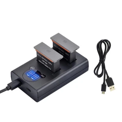 TRADE-SHOP Akku Ladegerät für DJI Osmo Action Kamera AB1, P01 / 188480 Dual LCD USB Typ-C