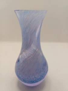 Caithness blue / pink swirl glass bud vase x 2 - Picture 1 of 4