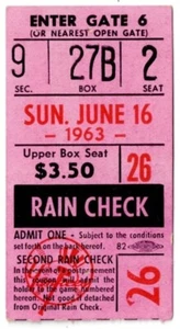 1963 YANKEES vs TIGERS doubleheader ticket stub ROCKY COLAVITO home run 6/16/63 - Picture 1 of 2