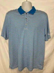 Izod Golf Polo Shirt Men’s Large Blue Striped Short Sleeve - Picture 1 of 8