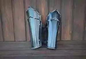 Medieval Greaves Armor SCA Leg Greaves Larp Reenactment Cosplay 18 Ga - Picture 1 of 4