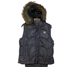 Predator medium gray puffer vest with faux fur hoodie - Picture 1 of 4