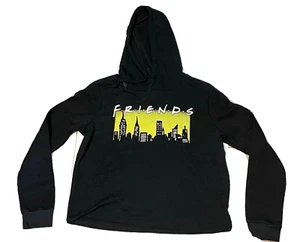 Friends Tv Show crop hoodie sweater womens large Jerry Leigh black - Picture 1 of 10