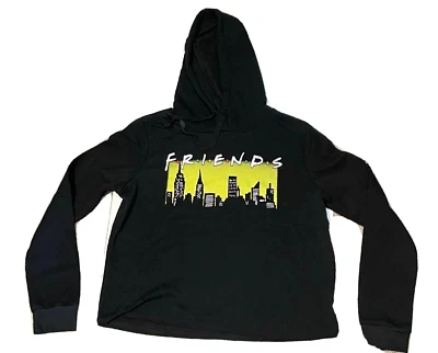 Friends Tv Show crop hoodie sweater womens large Jerry Leigh black - Image 1 of 4