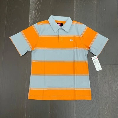 Quiksilver рубашка-поло для мальчиков размер XL серый оранжевый в полоску хлопковая смесь повседневный - Изображение 1 из 4