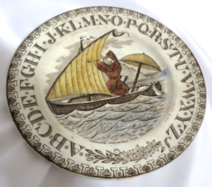 Antique ABC Plate Robinson Crusoe Viewing the Island Victorian 69963 GUC - Picture 1 of 5