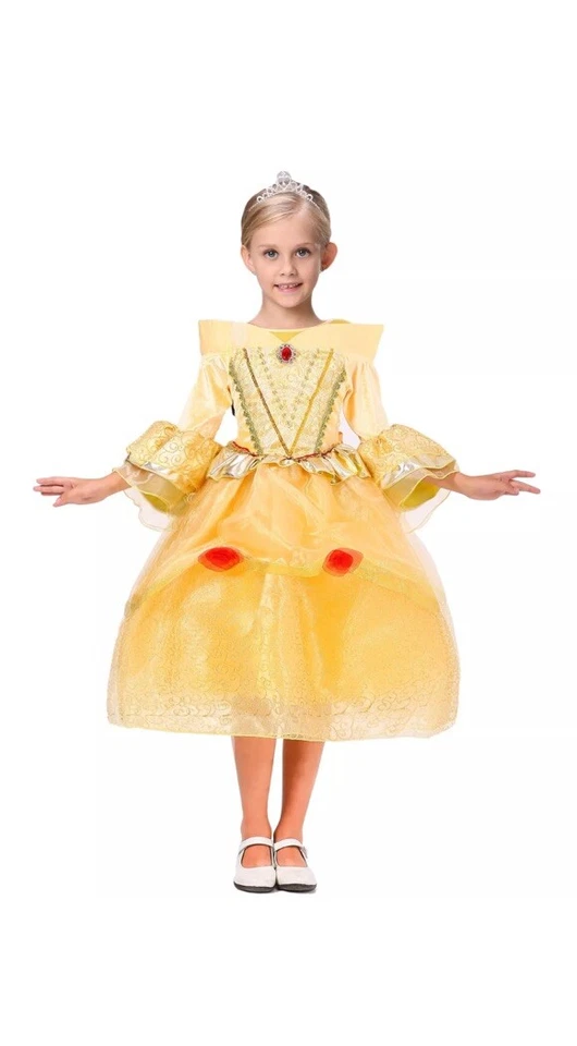 Дети девочек красоты и зверя принцесса Belle желтый платье костюм O73 - Изображение 1 из 4