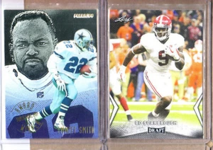 Cowboys-2 Card Lot-Bo Scarbrough 2018 Leaf Rookie+Emmitt Smith 1994 AWin Insert - Picture 1 of 2