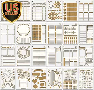 24 Pcs Assorted Drawing Journaling Stencils Set,Mixed Shapes Scale Painting T... - Picture 1 of 1