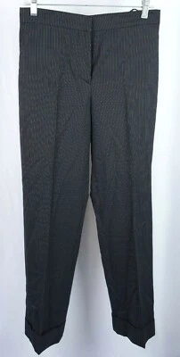 Pantalones de vestir Gunex pierna recta negros a rayas de lana plisados Italia 42 EE. UU. 6  Foto 1 de 4