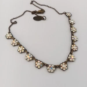 Michal Negrin Necklace AB Crystals Faux Pearls Dainty Floral Romantic Dainty VTG - Picture 1 of 18