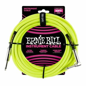 Ernie Ball 6080 10' Braided Neon Yellow Straight to RA Instrument Cable - Picture 1 of 2