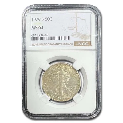Meio dólar 1929-S Walking Liberty MS-63 NGC - Imagem 1 de 3