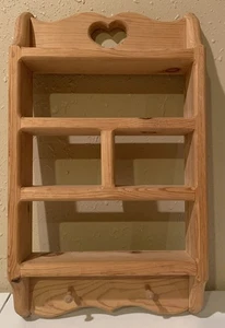 Country Wall Curio Knick Knack Display Shelf Wooden Cubbies Natural Pine - Picture 1 of 6