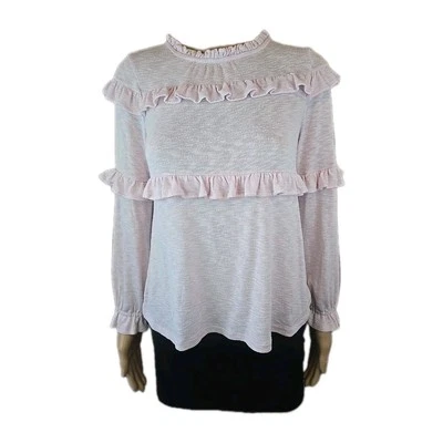 J. Crewcuts Crew Girl 粉色荷叶边针织长袖毛衣 14 码 — 第 1/4 张图片