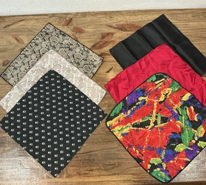 6 Handkerchiefs or Pocket Squares Solid and Patterned Skull Paisley Art Deco - Picture 1 of 7