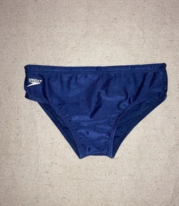 Vintage Speedo Men's S Swim Brief Bikini Lining Drawstring Nylon Spandex Blue - Picture 1 of 7