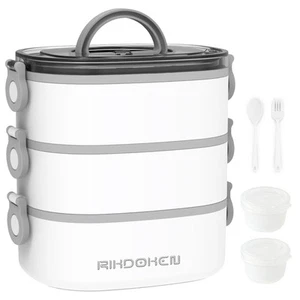 Box Stackable 3 Layers Containers Portable 94OZ Large Capacity Leakproof Bento B - Picture 1 of 6