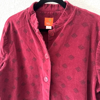 Hearts of Palm Maroon Burgundy Floral Embroidered Blazer Jacket Size 14 Fall - Image 1 of 4