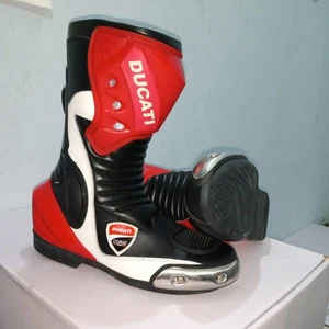Ducati Motorcycle Racing Boots Men – Pro Biker Sport Riding Boots Red Black - Picture 1 of 5