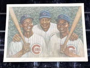 Chicago Cubs Ernie Banks Lou Brock Buck O’Neil Lithograph John Martin Estate - Picture 1 of 6