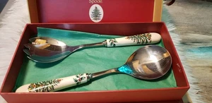 Spode Árbol de Navidad Juego de 2 Cucharas Servidores de Verduras/Ensaladas 9.5 / NUEVO en CAJA - Imagen 1 de 10