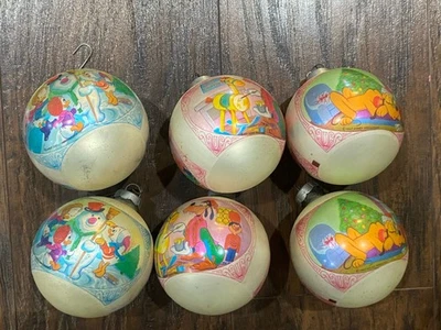 Lote De 6 De Colección Walt Disney Goofy Pluto Patos Navidad Bola Adornos Vidrio Foto 1 de 4
